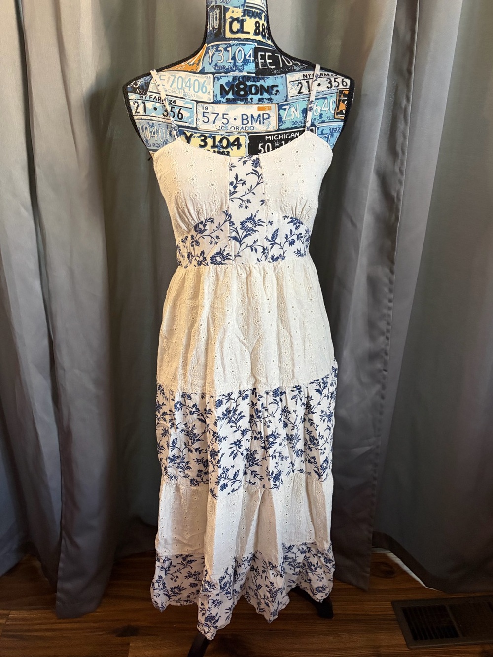 Sim & Sam White and Blue Floral Sundress